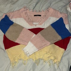 Multicolored Zaful Cropped Sweater Size Small